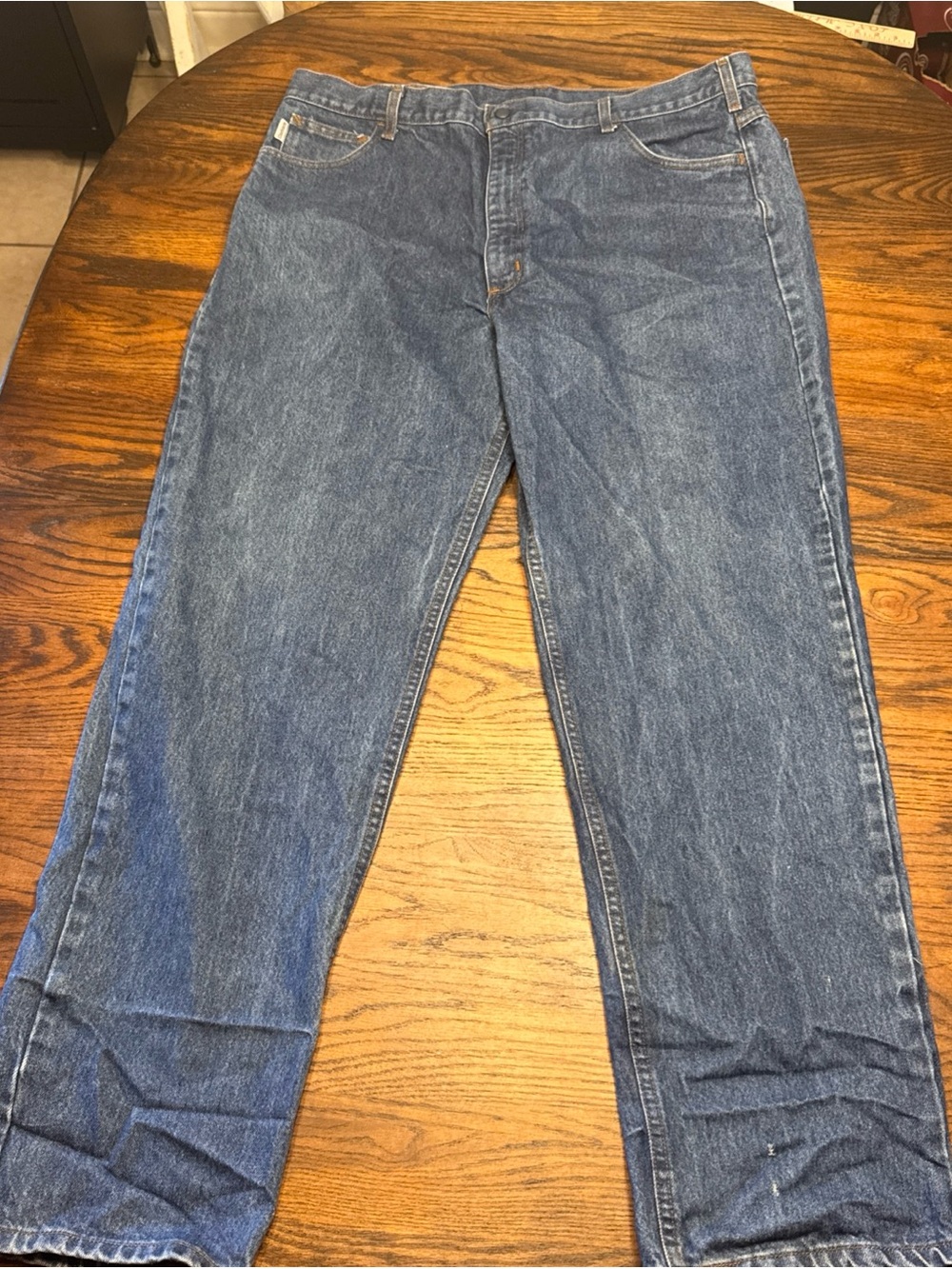 Carhartt Jean Pants Mens 42x34 FR Loose Fit Workwear denim blue